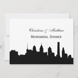 Invitación Cena de Ensayo de Silueta de Philadelphia Blk