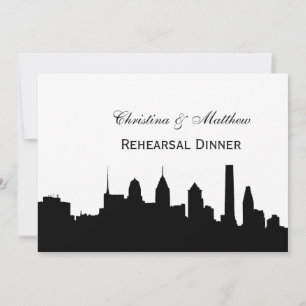 Invitación Cena de Ensayo de Silueta de Philadelphia Blk