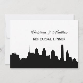 Invitación Cena de Ensayo de Silueta de Philadelphia Blk