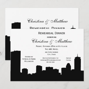 Invitación Cena de ensayo de silueta negra de Boston
