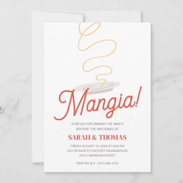 Invitación Cena de ensayo de Spaghetti (Anverso)