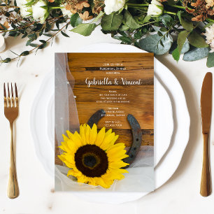 Invitación Cena de ensayo de Sunflower and Horseshoe Country