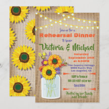 Cena de ensayo de Sunflower Mason Jar Burlap
