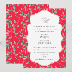 Invitación Cena de ensayo de Tang infrarrojo y rosa gasa