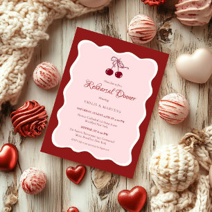 Invitación Cena de ensayo de terciopelo de cereza de San Vale