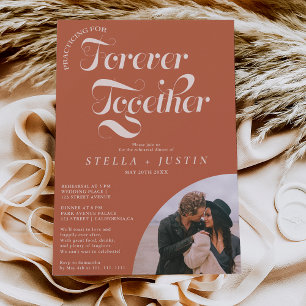 Invitación cena de ensayo de terracota retro para siempre