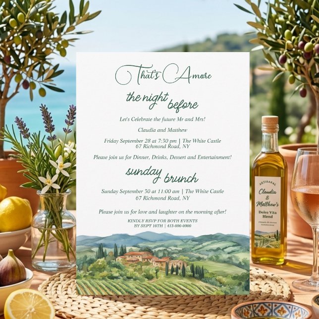 Invitación Cena de ensayo de That's Amore y brunch dominical (Subido por el creador)