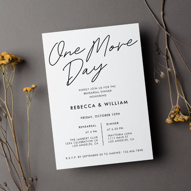 Invitación Cena de ensayo de un Boda de caligrafía de un día  (Subido por el creador)