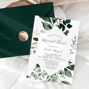 Invitación Cena de ensayo de vegetación esmeralda
