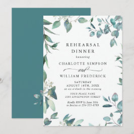 Invitación Cena de Ensayo de Verde Eucalipto Acuarela