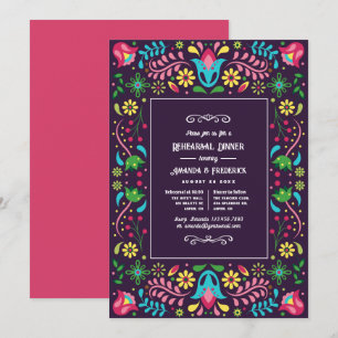 Invitación Cena de ensayo de vibrante fiesta mexicana