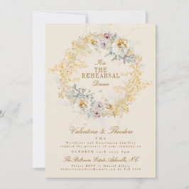 Invitación cena de ensayo de wreath botánico caprichoso