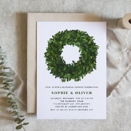 Invitación Cena de ensayo de Wreath de Boxwood pintado a mano