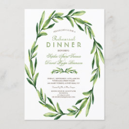 Invitación Cena de ensayo de Wreath de color verde esmeralda