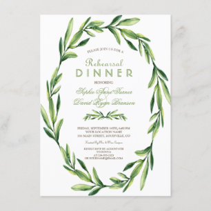 Invitación Cena de ensayo de Wreath de color verde esmeralda