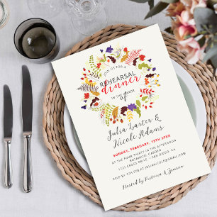 Invitación Cena de ensayo de Wreath de flores silvestres de m