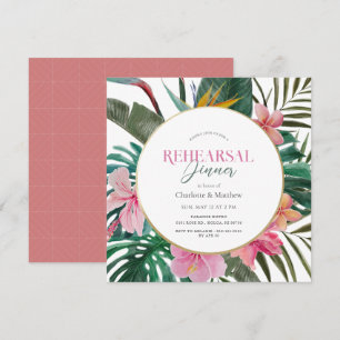 Invitación Cena de ensayo de Wreath floral tropical