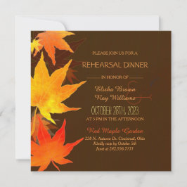 Invitación Cena de ensayo del Boda de arce de otoño