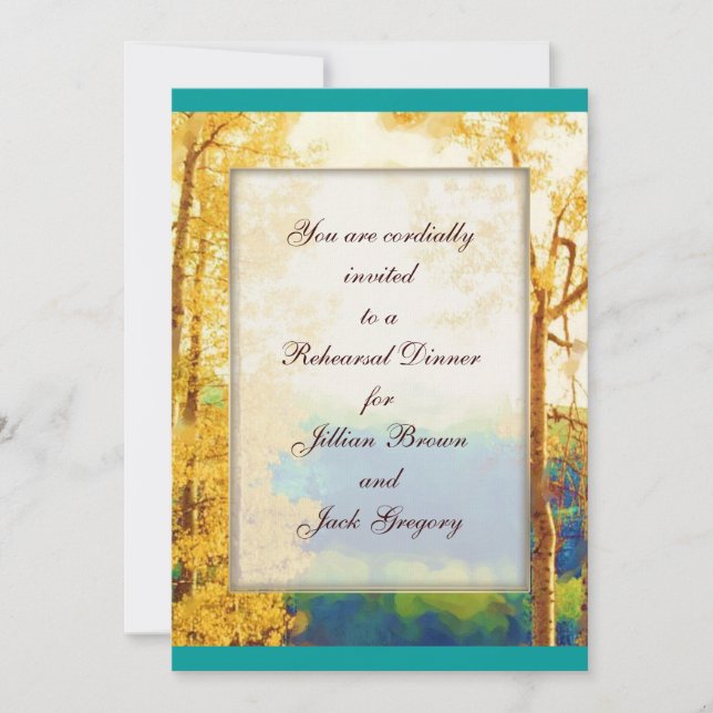 Invitación Cena de ensayo del BODA de brillo de la pluma (Anverso)