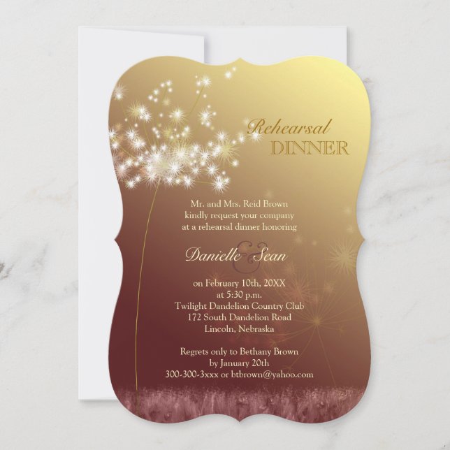 Invitación Cena de ensayo del Boda de Glam de otoño (Anverso)