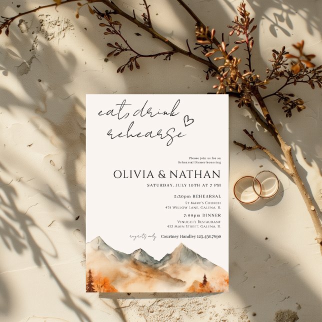 Invitación Cena de ensayo del Boda de montaña de otoño (Subido por el creador)