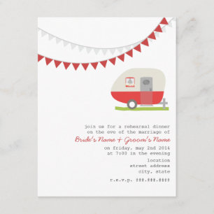 Invitación Cena de ensayo del Boda del remolque rojo retro