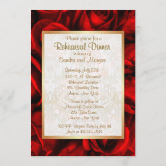 Invitación Cena de ensayo del Boda Rosa Rojo