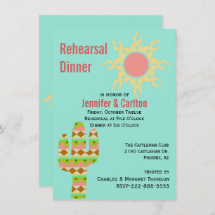 Invitación Cena de ensayo del Boda temático suroeste