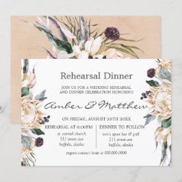 Invitación Cena de ensayo del Boho Blanco Protea Invita