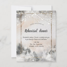 Invitación Cena de ensayo del bosque de árboles forestales