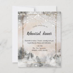 Invitación Cena de ensayo del bosque de árboles forestales