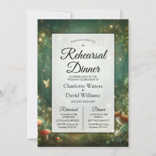Invitación Cena de Ensayo del Bosque Encantado Esmeralda Verd