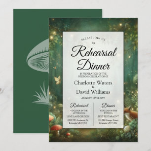 Invitación Cena de ensayo del bosque encantado verde esmerald