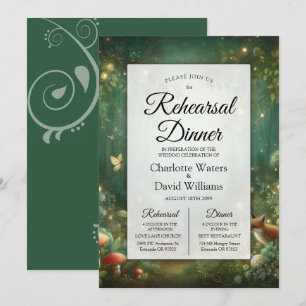 Invitación Cena de Ensayo del Bosque Encantado Verde Esmerald