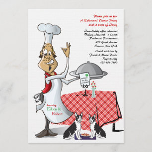 Invitación Cena de ensayo del chef con perros personalizados