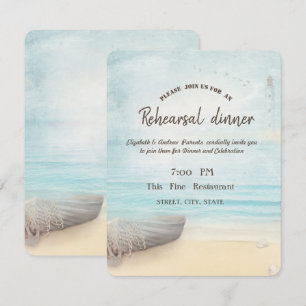 Invitación Cena de ensayo del faro del barco de playa