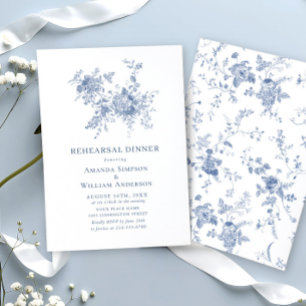 Invitación Cena de ensayo del jardín francés azul victoriano