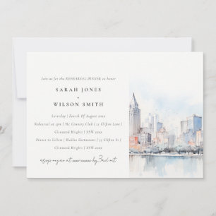 Invitación Cena de ensayo del paisaje al acuarela de Detroit