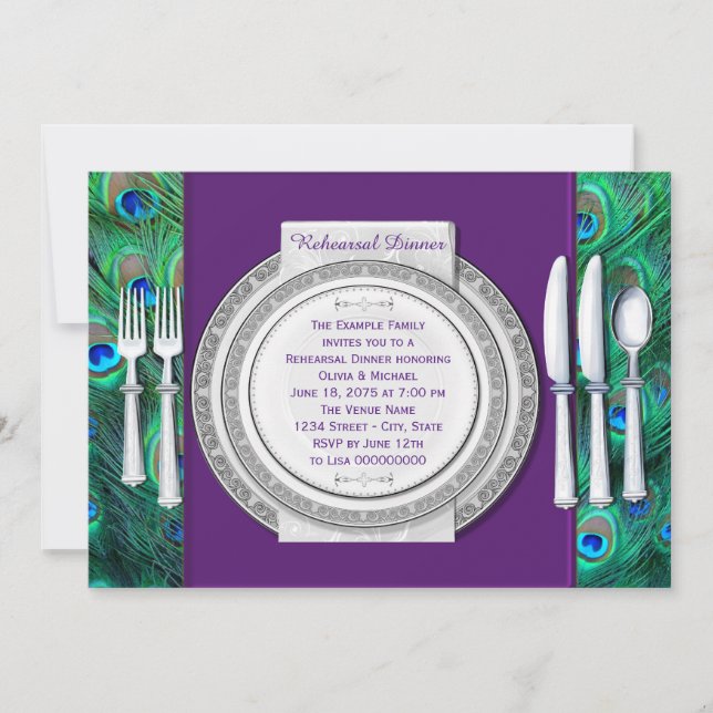 Invitación Cena de ensayo del pavo real (Anverso)