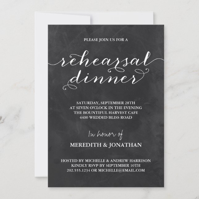 Invitación Cena de ensayo del tablero (Anverso)