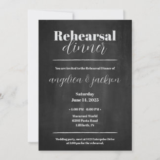 Invitación Cena de ensayo Diseño elegante de pizarra