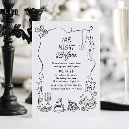 Invitación Cena de ensayo divertida y caprichosa dibujada a m
