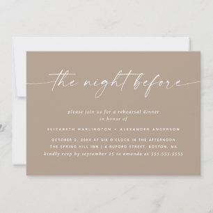 Invitación Cena de ensayo Dusty Taupe   Boda elegante