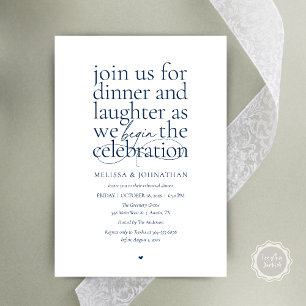 Invitación Cena de Ensayo Elegante Amor y Risa Minimal