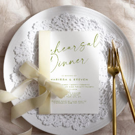 Invitación Cena de Ensayo Elegante Caligrafía Salvia