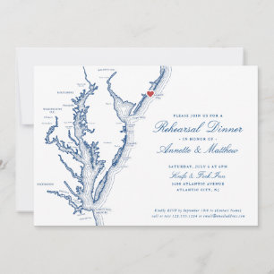 Invitación Cena de ensayo elegante de Atlantic City NJ