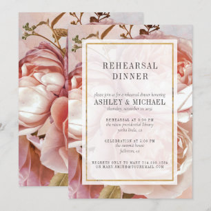 Invitación Cena de ensayo elegante de BARRILLO ROSA ROSA