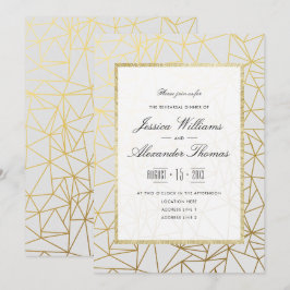 Invitación Cena de ensayo elegante de oro y blanco