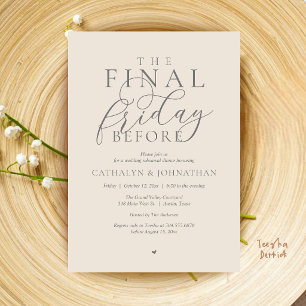 Invitación Cena de ensayo elegante “El último viernes antes”