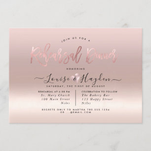 Invitación Cena de ensayo elegante, gradiente de oro Rosa